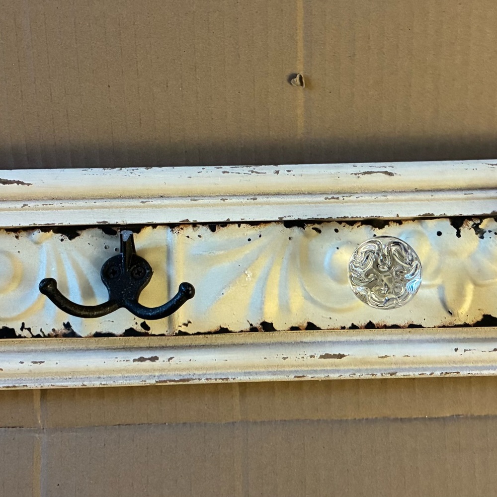 Vintage White and Black Wall Hook Decor